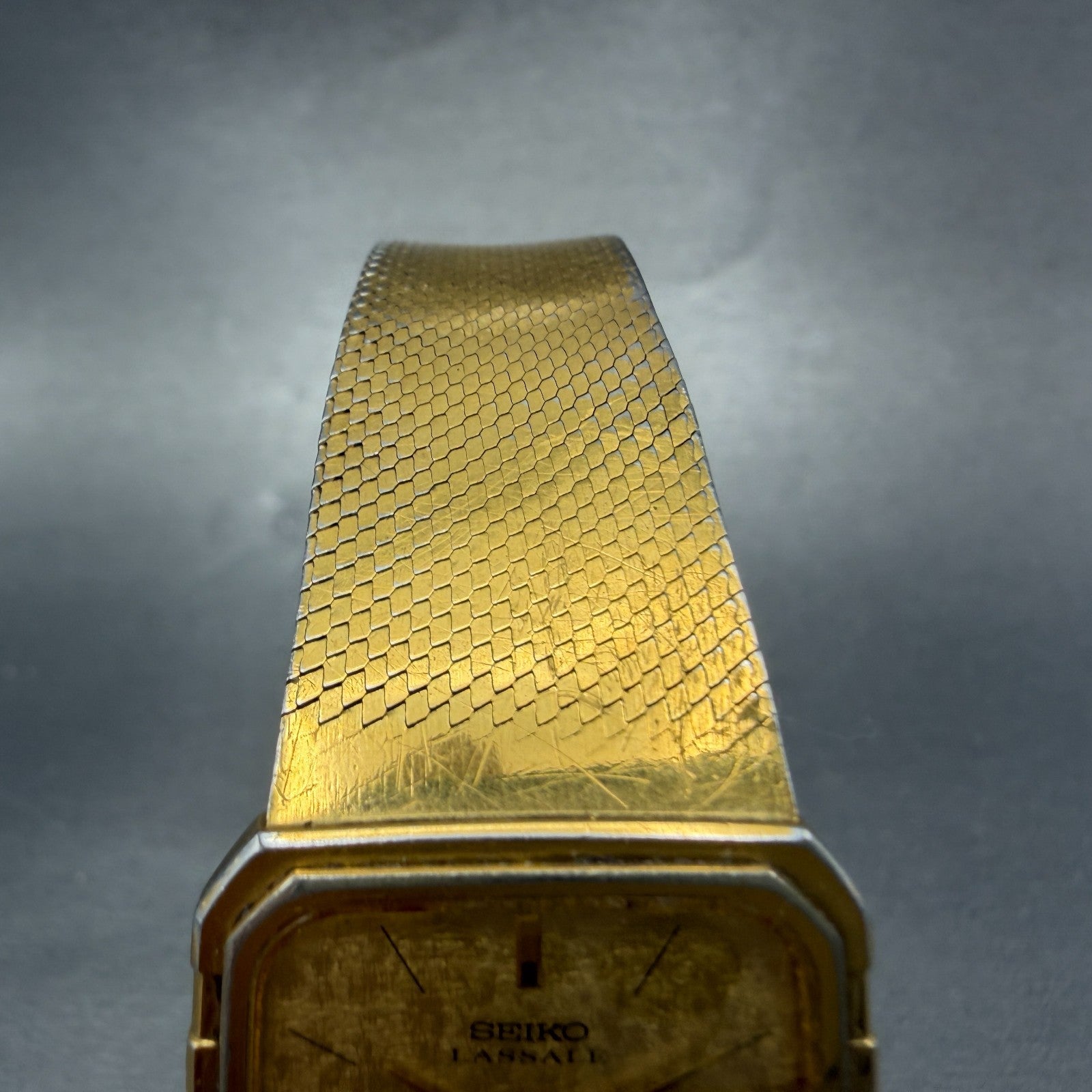 Seiko Tank Lassale Watch Men 27mm Champagne Dial Gold Tone 6730-5059 PARTS VTG5