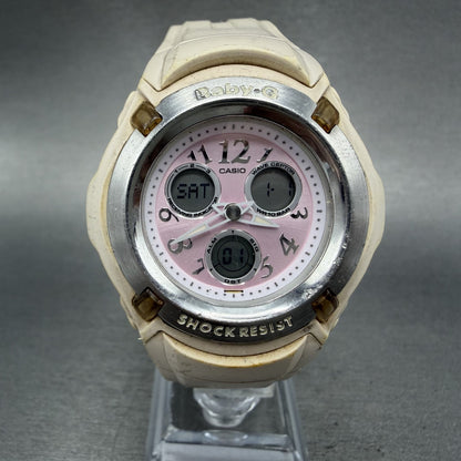 Casio Baby-G Watch Women 41mm Pink Dial Cream Case Analog Digital BG-1501 Newbat0