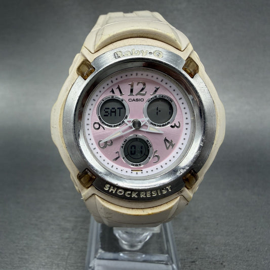 Casio Baby-G Watch Women 41mm Pink Dial Cream Case Analog Digital BG-1501 Newbat0