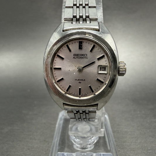 Seiko Automatic Watch Women 23mm Silver Dial Silver Tone Date 2205-0050 PARTS0