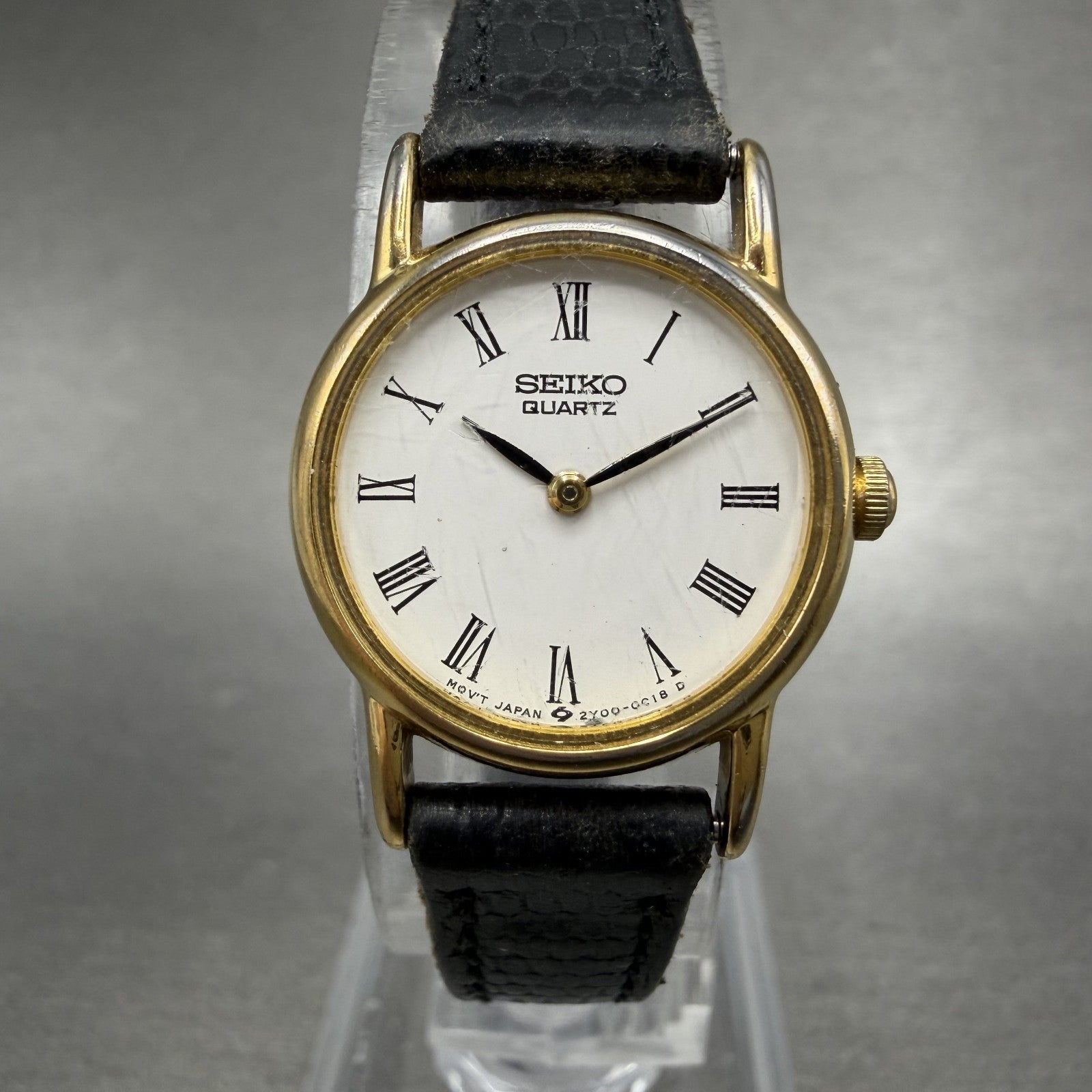 Seiko Watch Women 20mm White Dial Gold Tone Round 2Y00-0A10 New Battery AKGSJ0