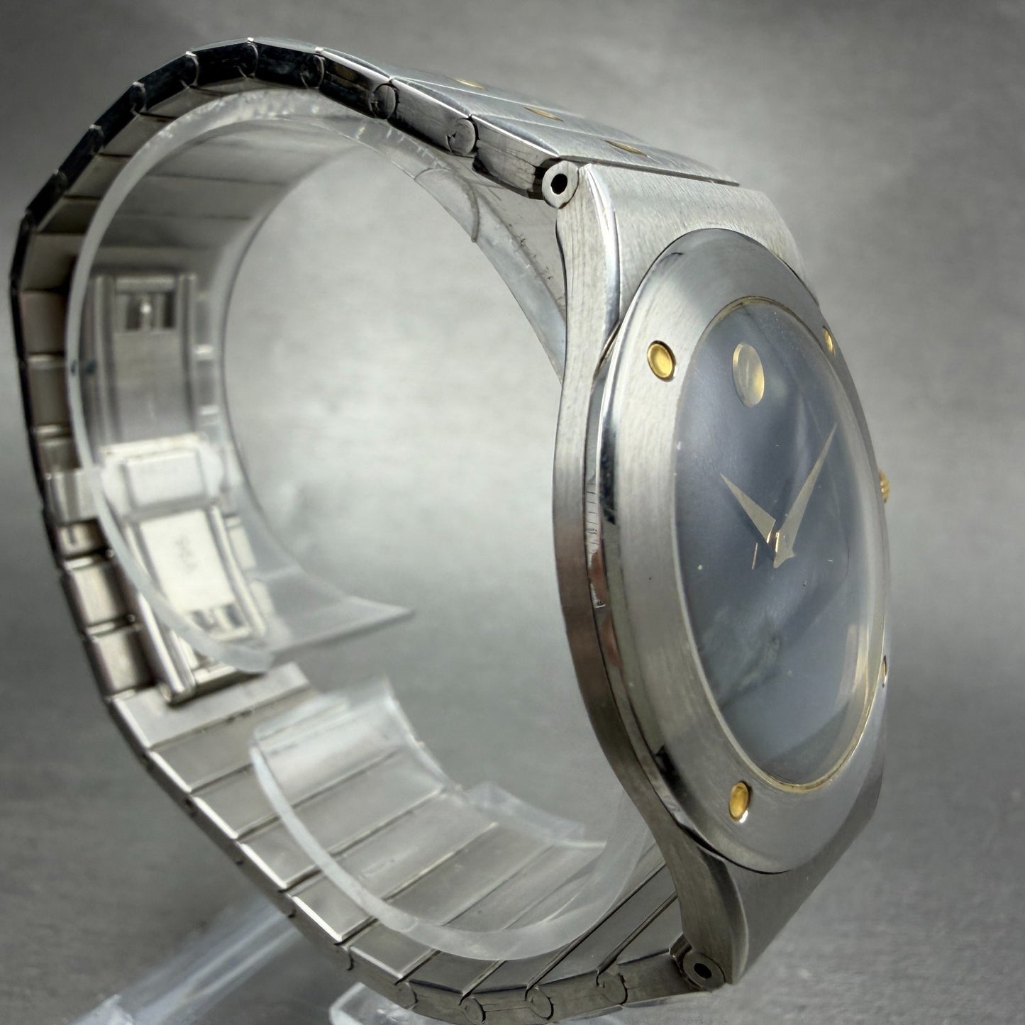 Movado Museum Watch Men 34mm Black Dial Two Tone Round New Battery W/Box4