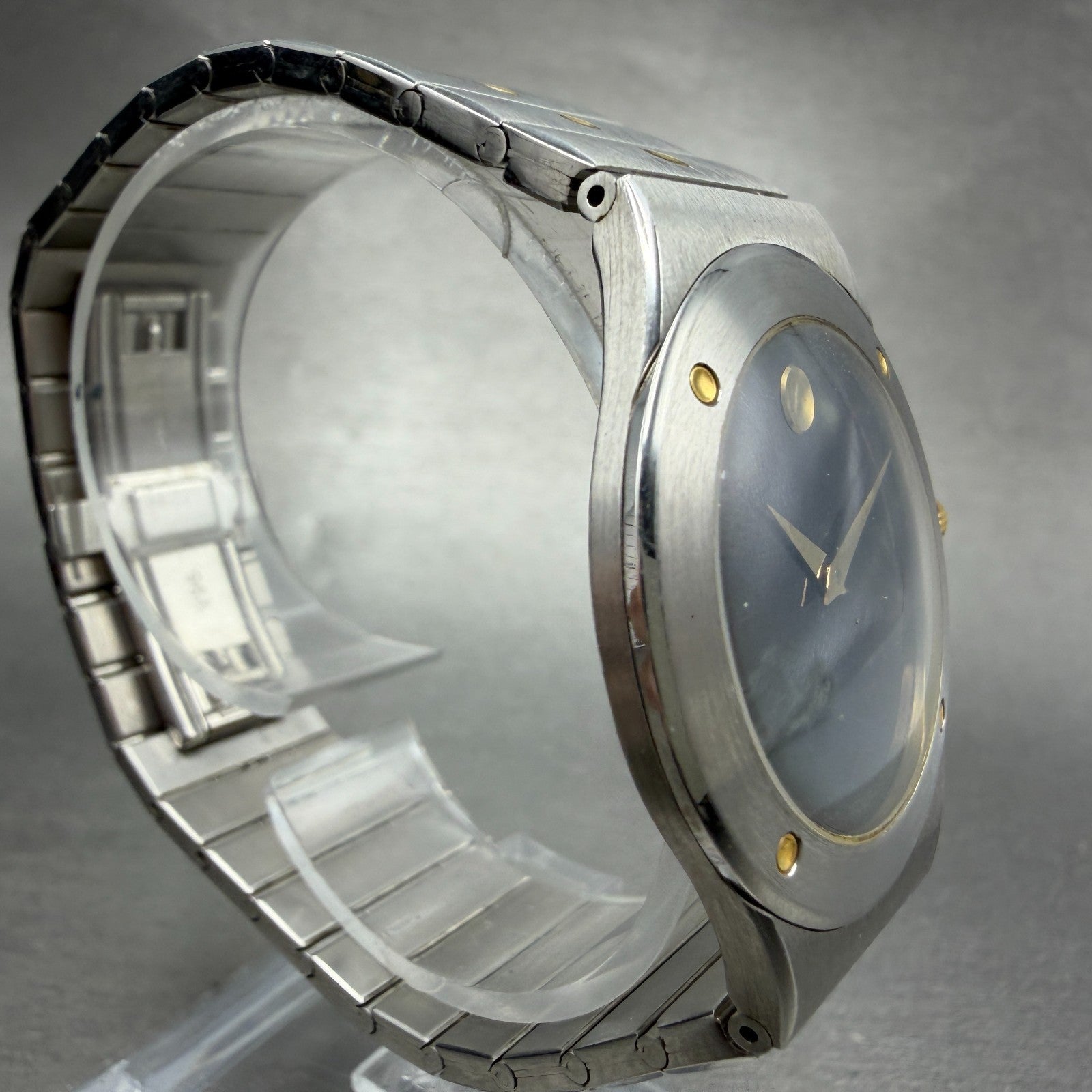 Movado Museum Watch Men 34mm Black Dial Two Tone Round New Battery W/Box4
