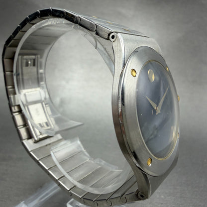 Movado Museum Watch Men 34mm Black Dial Two Tone Round New Battery W/Box4