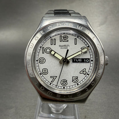 Swatch Irony Big Casse-Cou watch Unisex 38mm Silver Dial Steel Daydate New Batt0