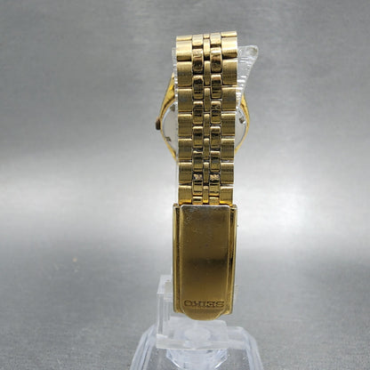 Seiko Watch Women 24mm White Dial Gold Tone Daydate Round 7N830011 New Battery7
