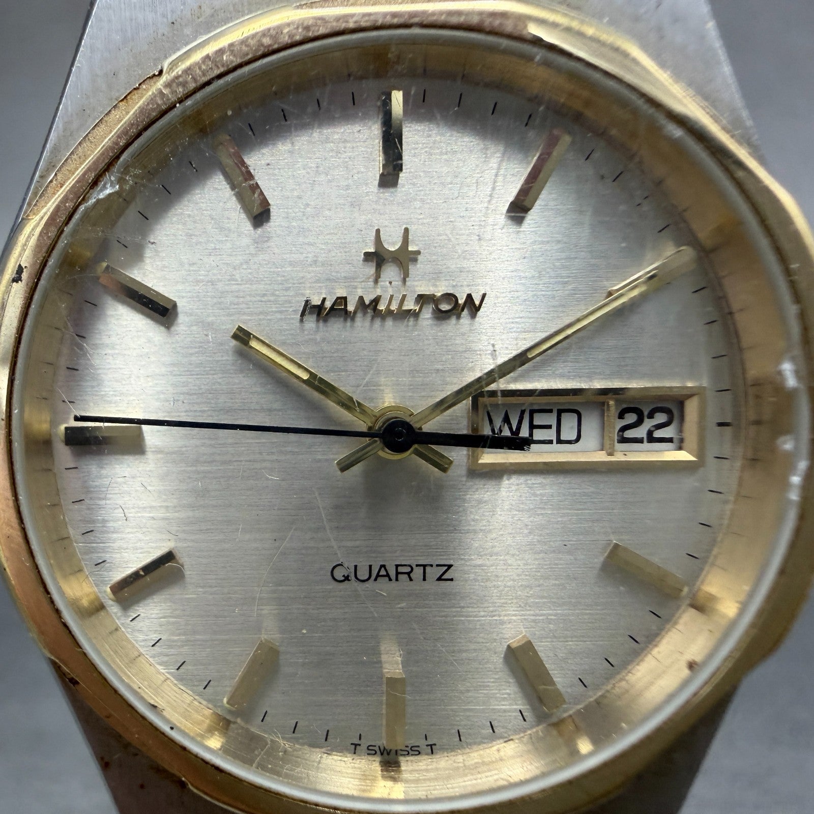 Hamilton Watch Men 35mm Silver Dial Two Tone Daydate Round 907880 PARTS2