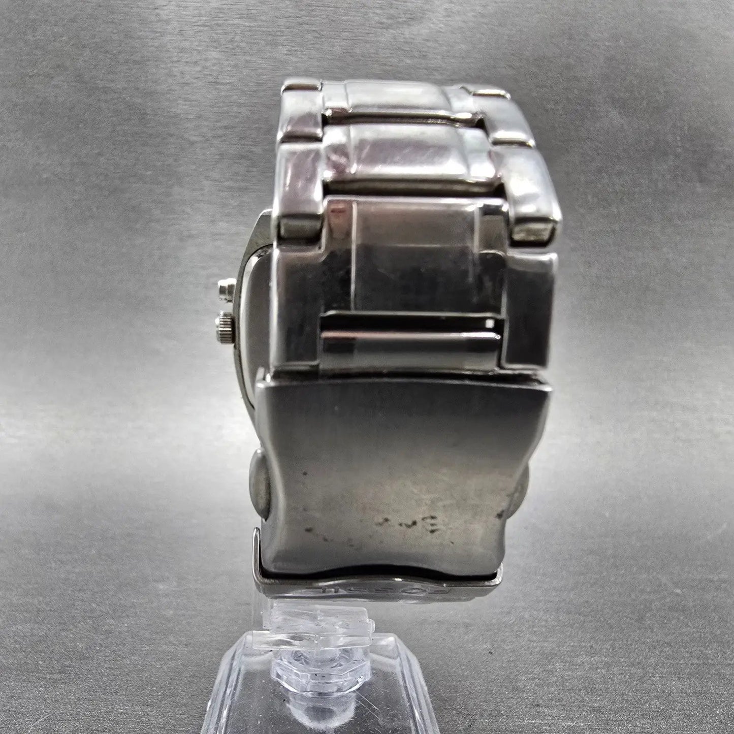 Fossil Big Tic Watch Men 41mm Blue Dial Silver Tone Rectangle AM-3743 NewBattery7