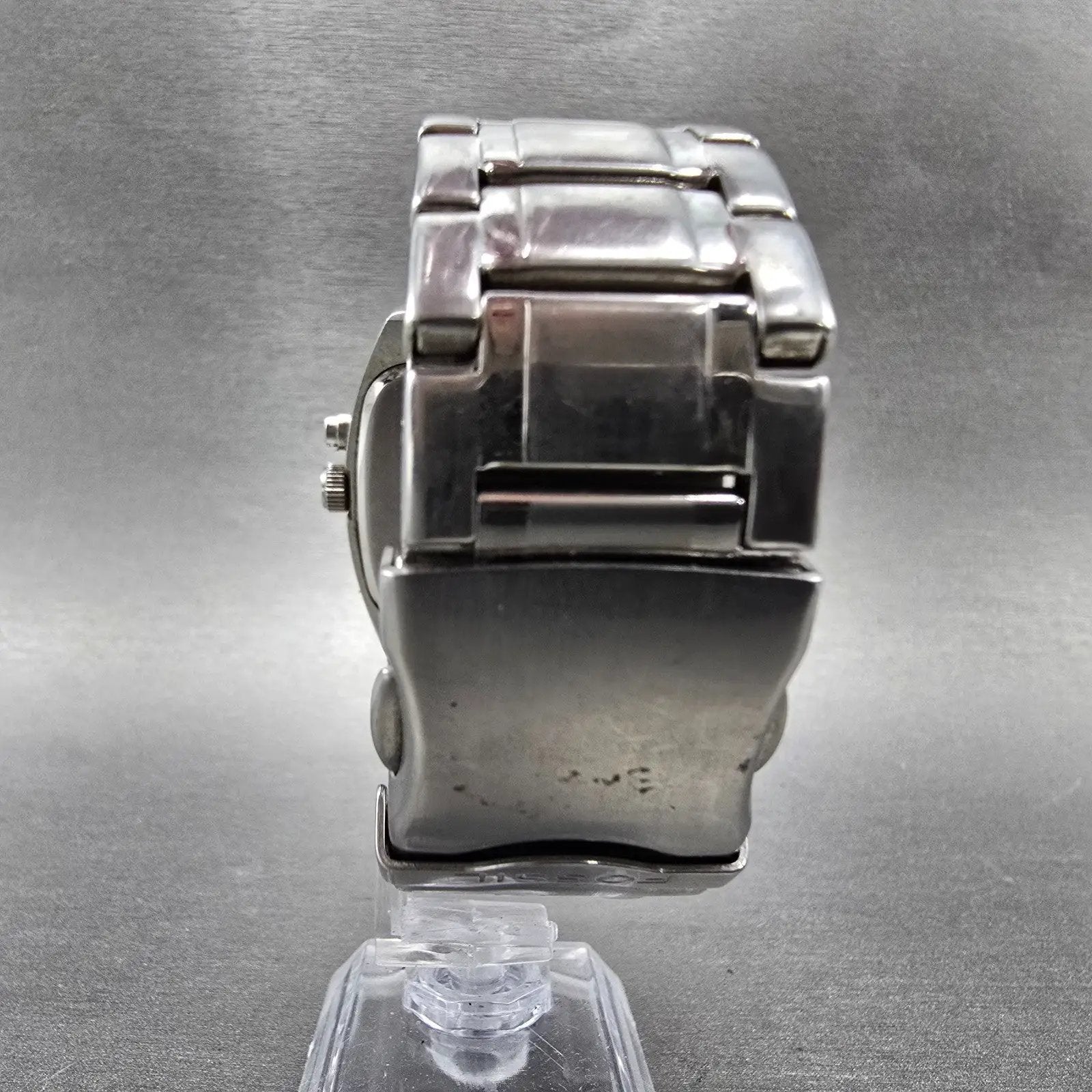 Fossil Big Tic Watch Men 41mm Blue Dial Silver Tone Rectangle AM-3743 NewBattery7