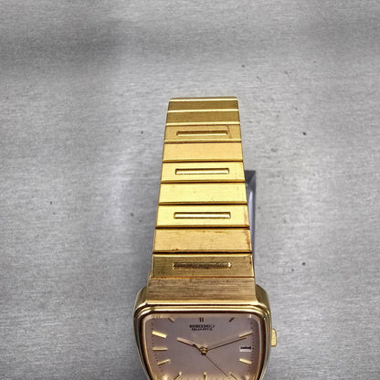 Seiko Watch Men 26mm White Dial Gold Tone Date Rectangle 5Y32-5A09 New Battery4