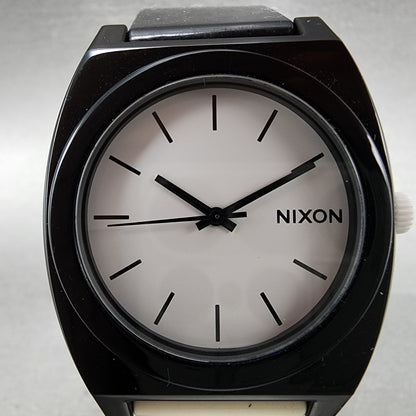 Nixon Time Teller P Watch Men 39mm White Dial Black & White Tone New Battery