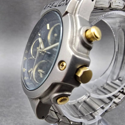 Seiko alba Epsilon Chronograph Watch Men 38mm Black Dial Titanium Y182-6A80 PART3