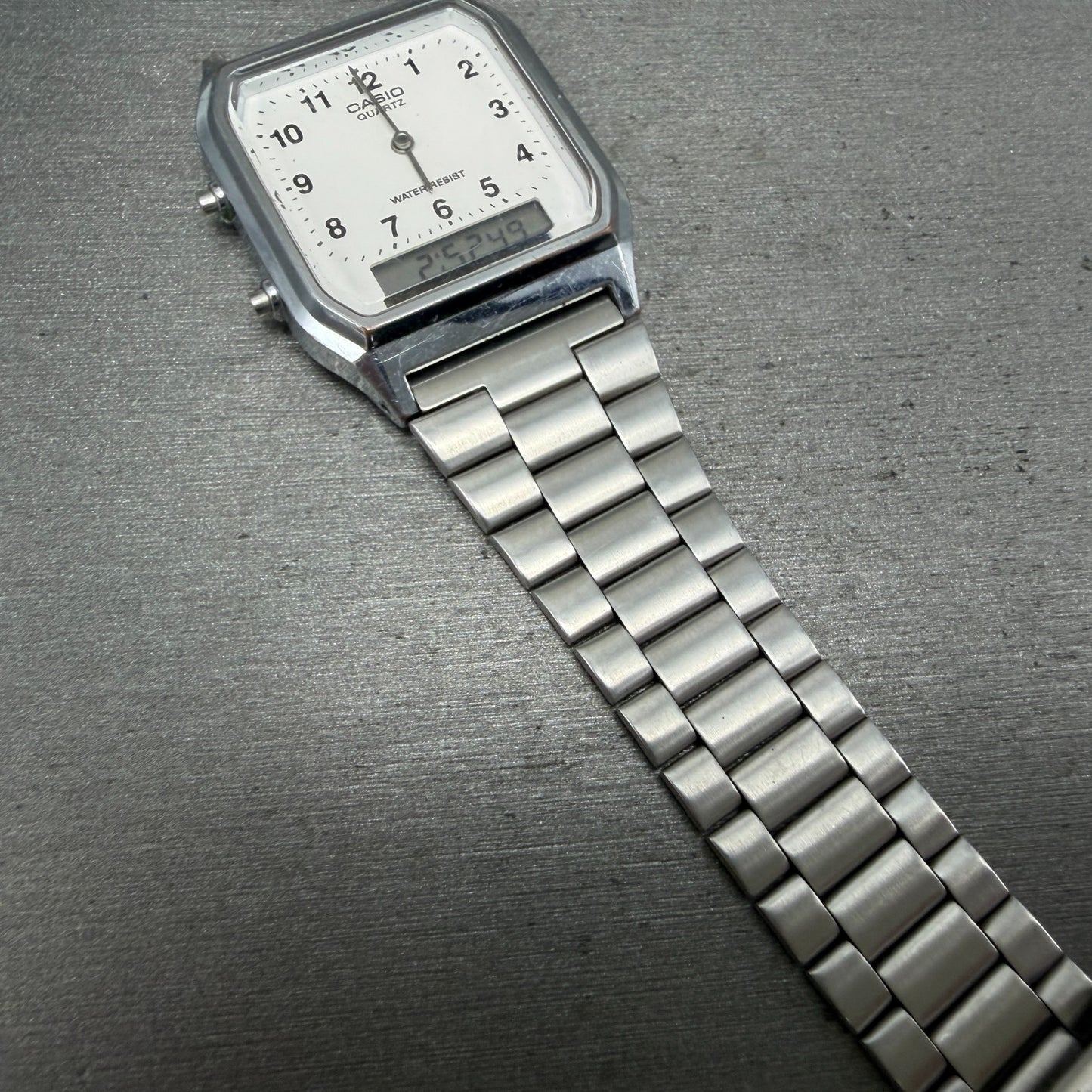 Casio AQ-230 Watch Men 30mm White Dial Silver Tone Alarm Chrono READ!!!!!!!!!!!!7