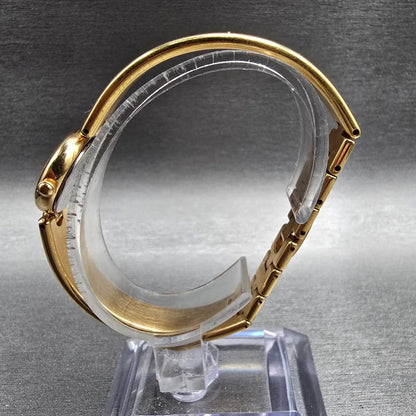 Seiko Watch Women 18mm Gold Dial Gold Tone Round 1F20-0E89 New Battery Bangle6