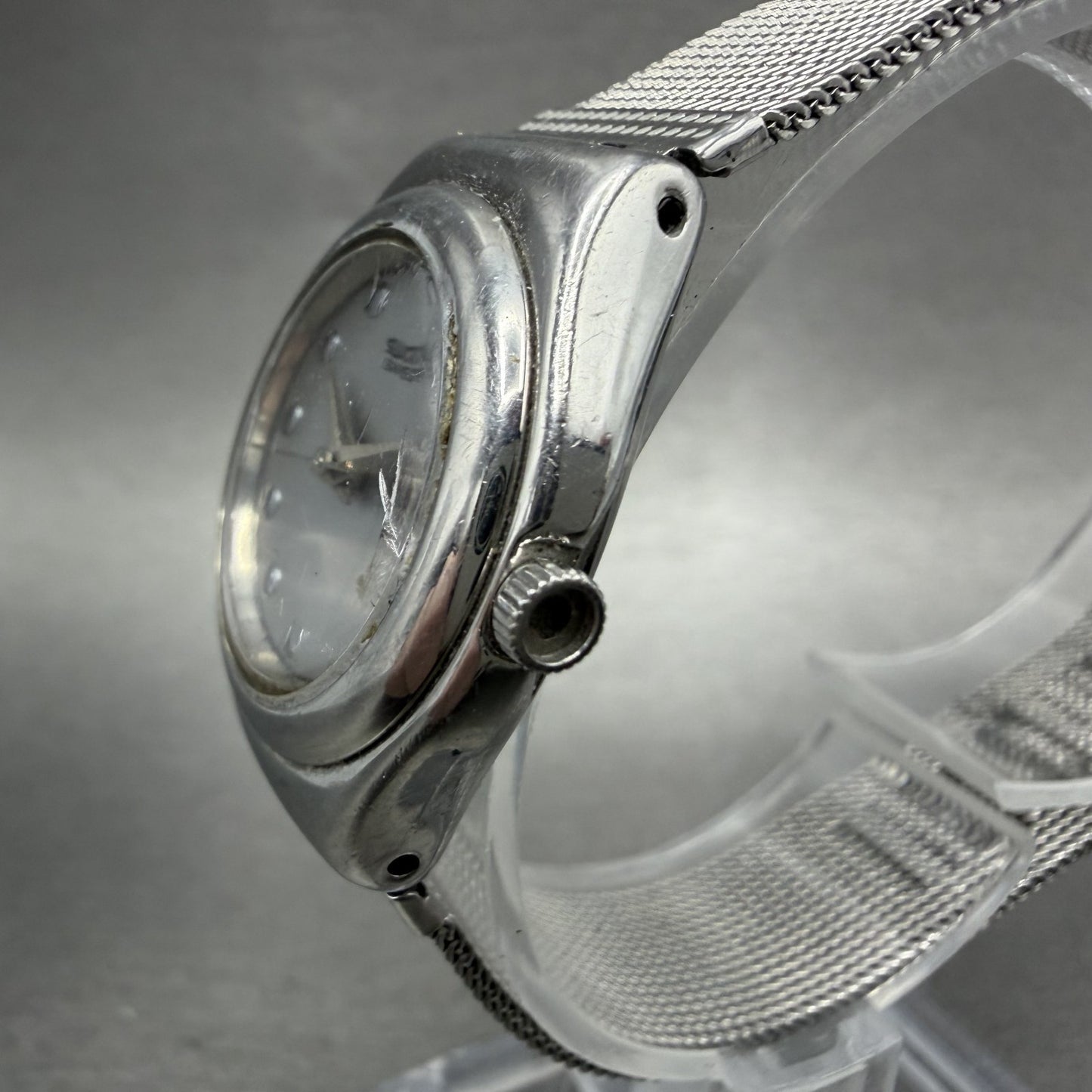 Swatch Irony Libertine Watch Women 24mm Silver Dial Steel Mesh Band New BatteryA2