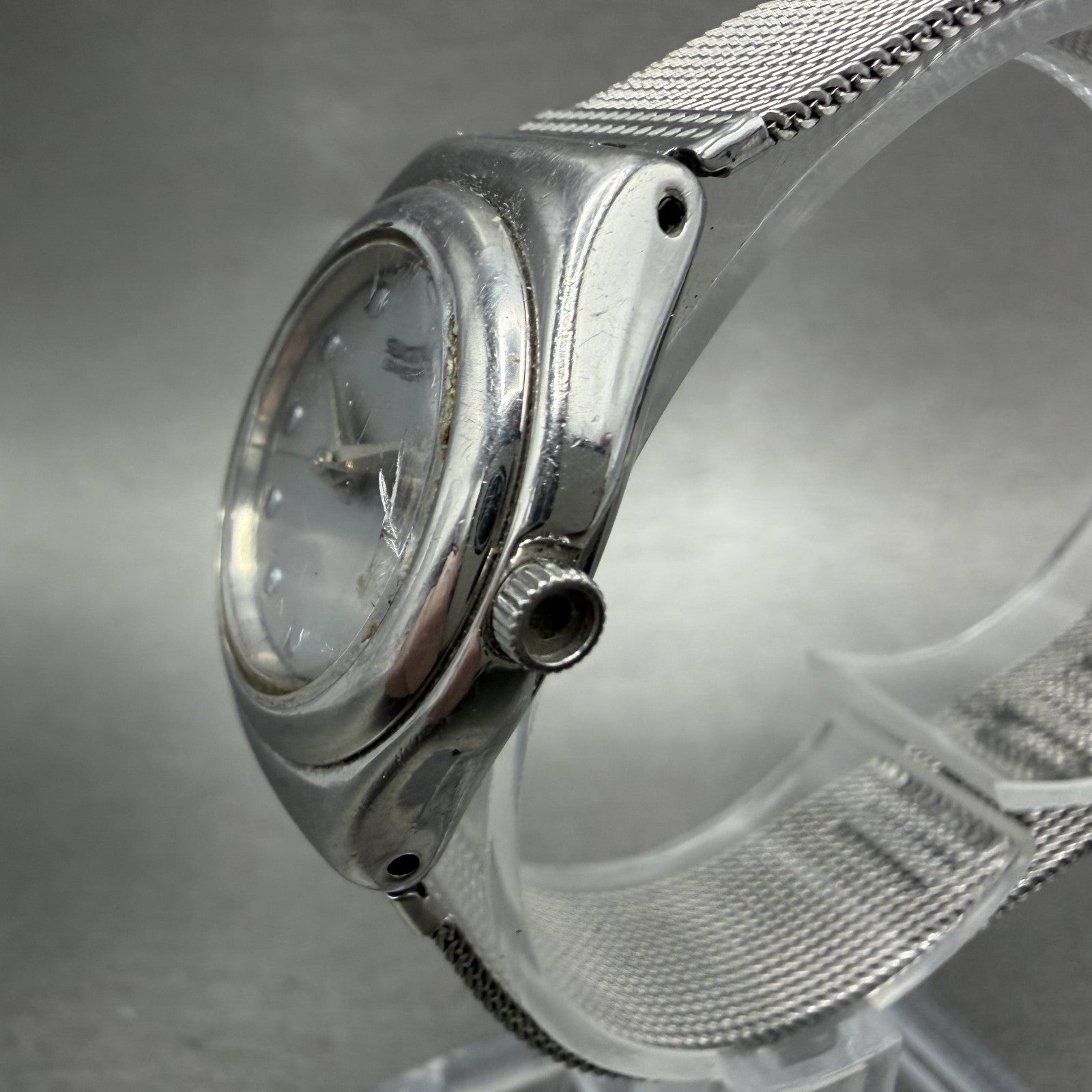 Swatch Irony Libertine Watch Women 24mm Silver Dial Steel Mesh Band New BatteryA2