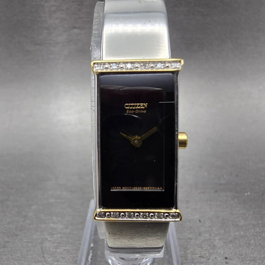 Citizen Eco-Drive Watch Women 14mm Black Dial Two Tone Diamond G620-S044553 Runs0