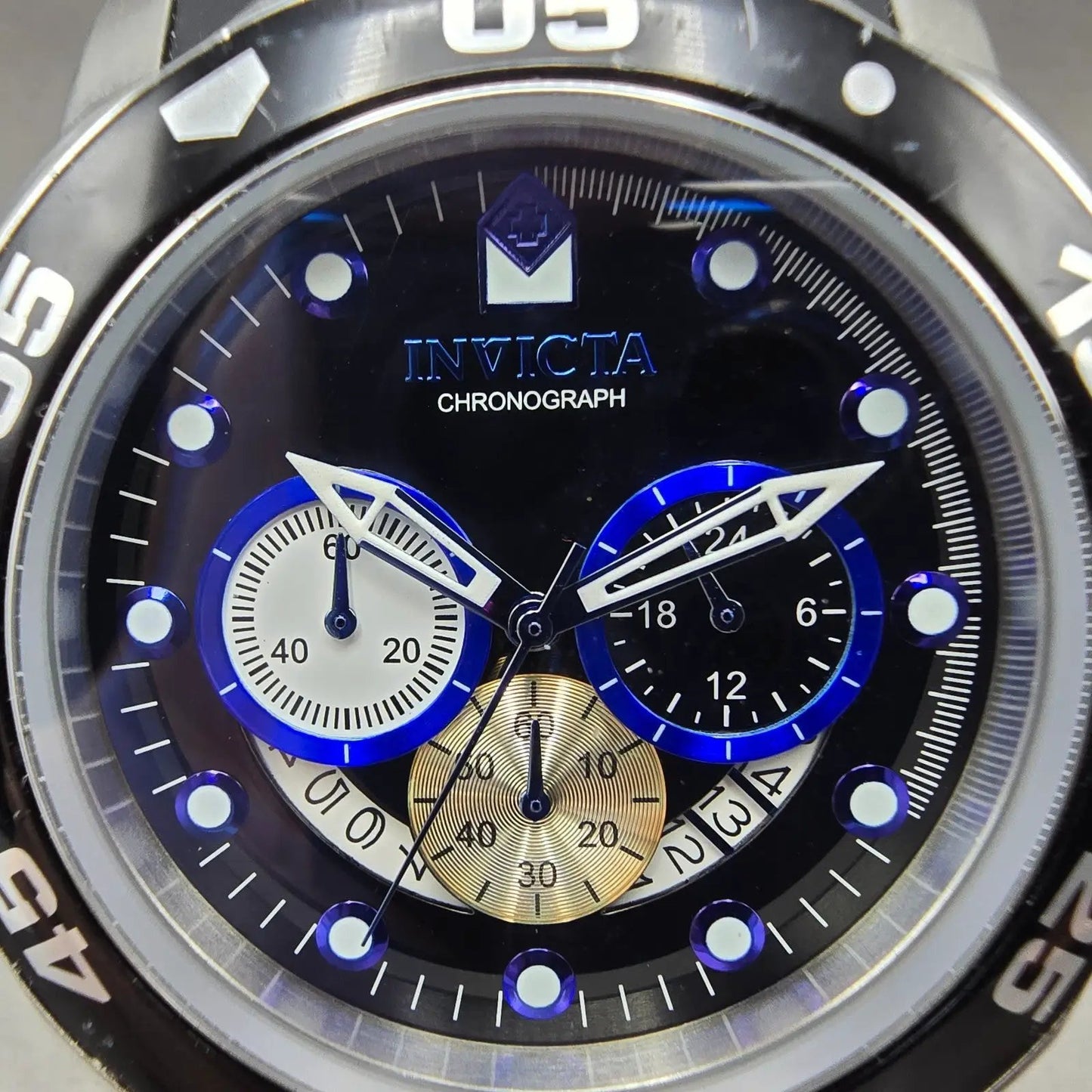 Invicta Pro Diver Chronograph Watch Men 48mm Black Dial Steel Date 24851 New Bat1