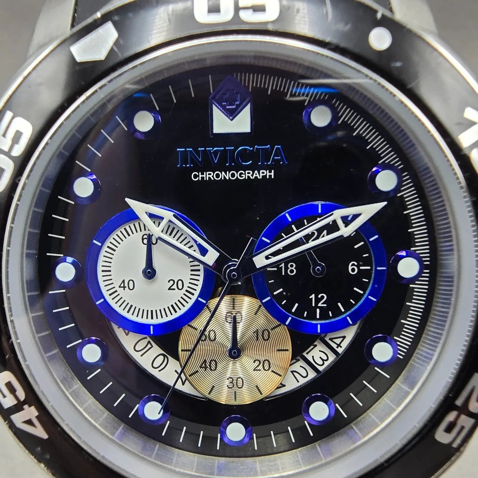 Invicta Pro Diver Chronograph Watch Men 48mm Black Dial Steel Date 24851 New Bat1