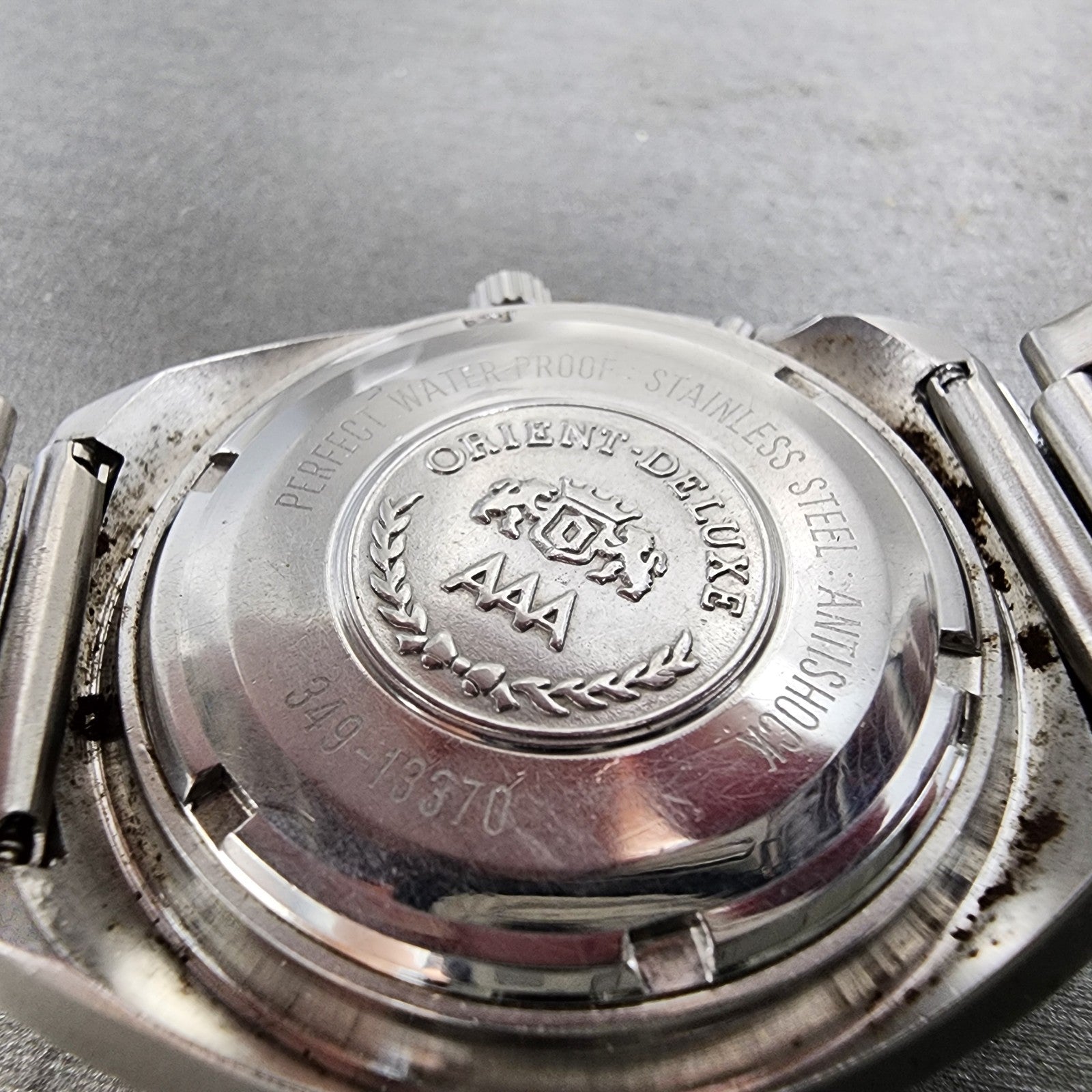 Orient AAA Deluxe Racer Watch Men 38mm Silver Dial Steel Daydate Automatic Runs9