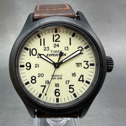 Timex Expedition Scout Watch Men 43mm White Dial Steel Date T49963 New Battery0