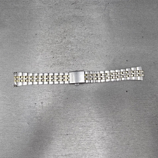 Seiko Bracelet 18mm Stainless Steel Two Tone Tri Folding Clasp VTG Japan 4A4K2C10