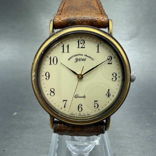 Orient You Watch Men 31mm Champagne Dial Gold Tone Round C75214-50 New battery0