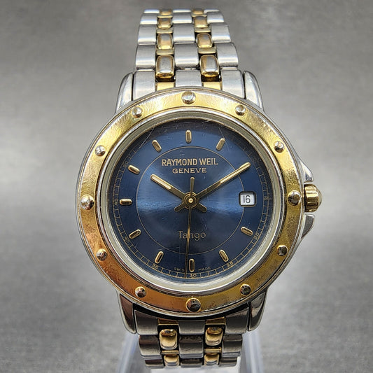 Raymond Weil Tango Watch Women 28mm Blue Dial Two Tone Date Round 5360 New BatA1