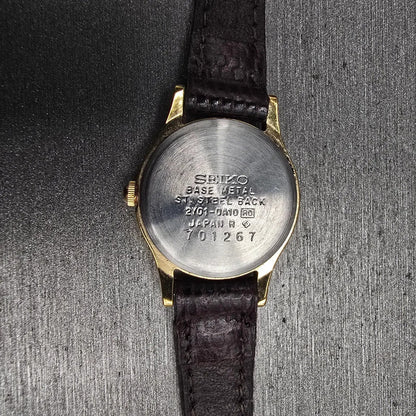 Seiko Watch Women 20mm Gold Dial Gold Round 2Y01-0A10 New Battery Vintage JP3210