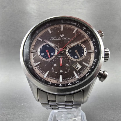 Charles Hutton Aristocrat Chronograph Watch Men 44mm Gray Dial Steel Date NewBat5