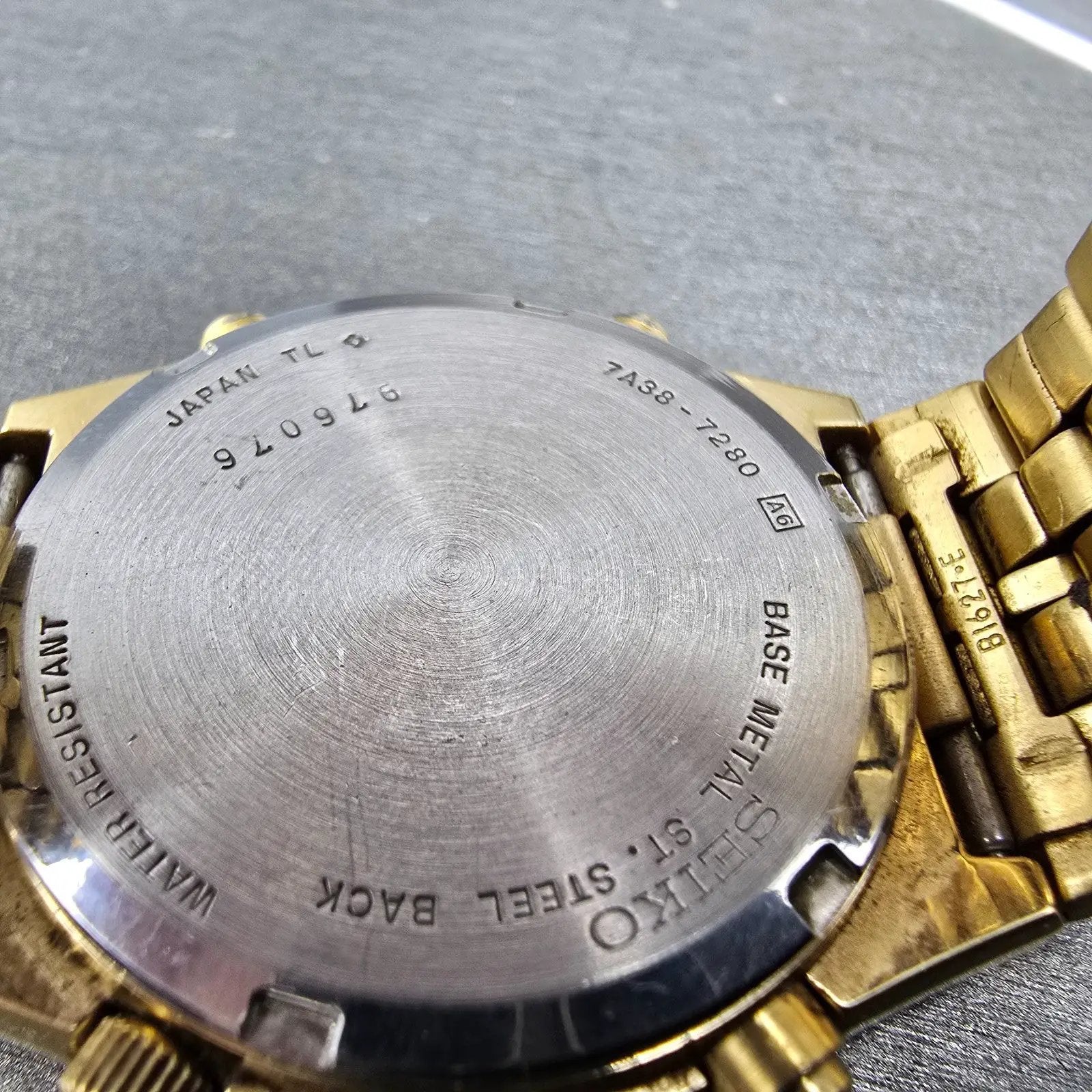 Seiko Chronograph Watch Men 38mm Cream Dial Gold Tone Daydate READ!! New Battery9
