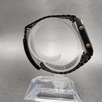 Seiko Digital Watch Men 29mm Black Dial Black Tone Analog Digital New Bat READ!!8