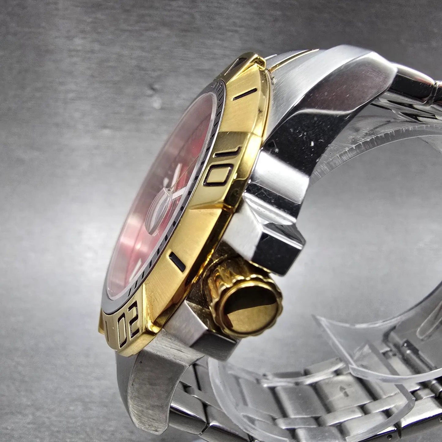 Invicta Pro Diver Watch Men 45mm Red Dial Two Tone Date Round New Battery2