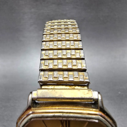 Seiko Watch Men 30mm Gold Dial Gold Tone Rectangle 7433-5009 PARTS Vintage5