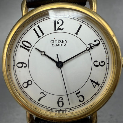 Citizen CQ Watch Men 32mm Silver Dial Gold Tone Round 3630-360788 New Battery1