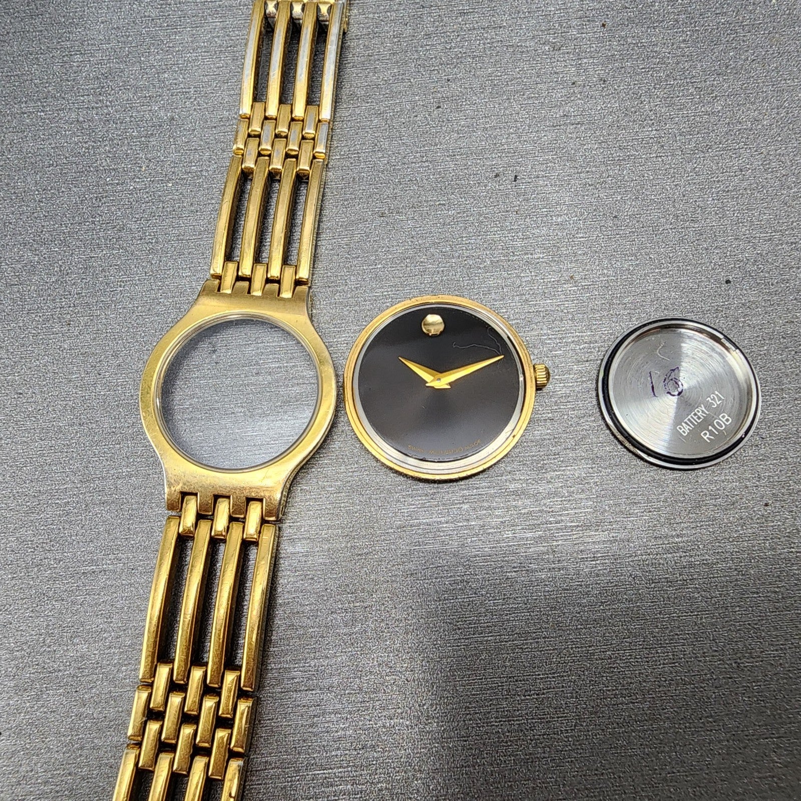 Movado Esprenza Watch Women 23mm Black Dial Gold Tone 8425811 New Battery READ!!2