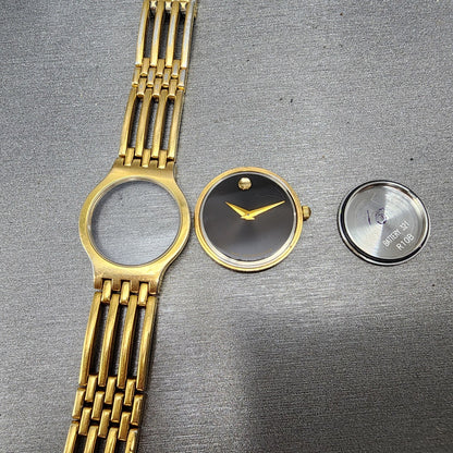 Movado Esprenza Watch Women 23mm Black Dial Gold Tone 8425811 New Battery READ!!2