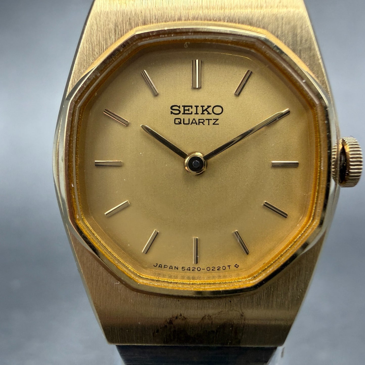 Seiko Watch Women 19mm Gold Dial Gold Tone Round 5420-5099 New Battery NOS1