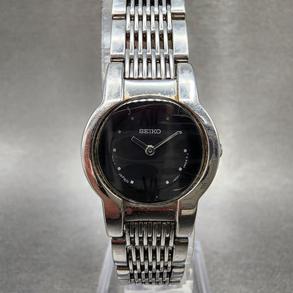 Seiko Watch Women 20mm Black Dial Silver Tone Round 1n000hm0 New Battery0