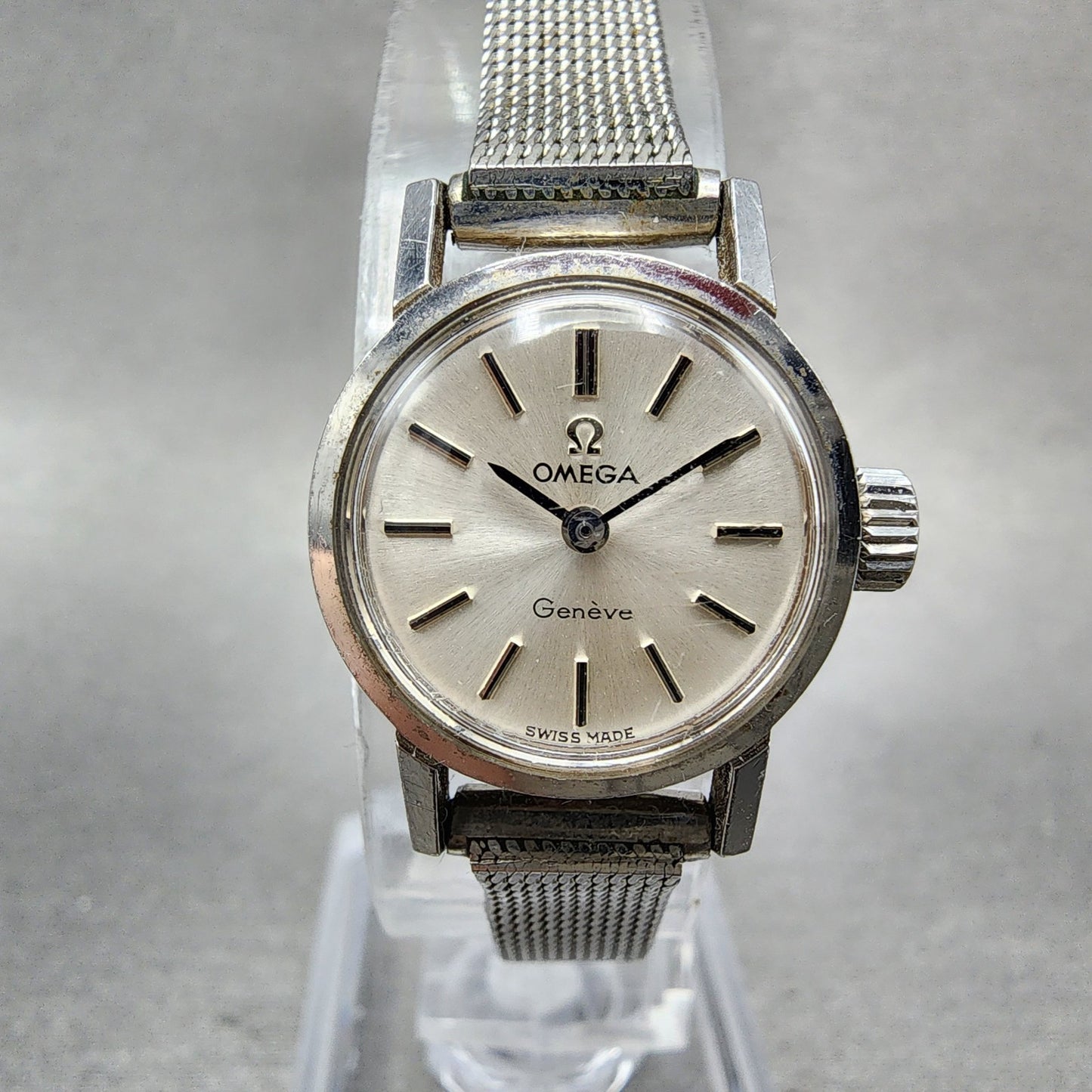 Omega Geneve Watch Women 20mm Silver Dial Stainless Steel Round Manual Wind Runs0