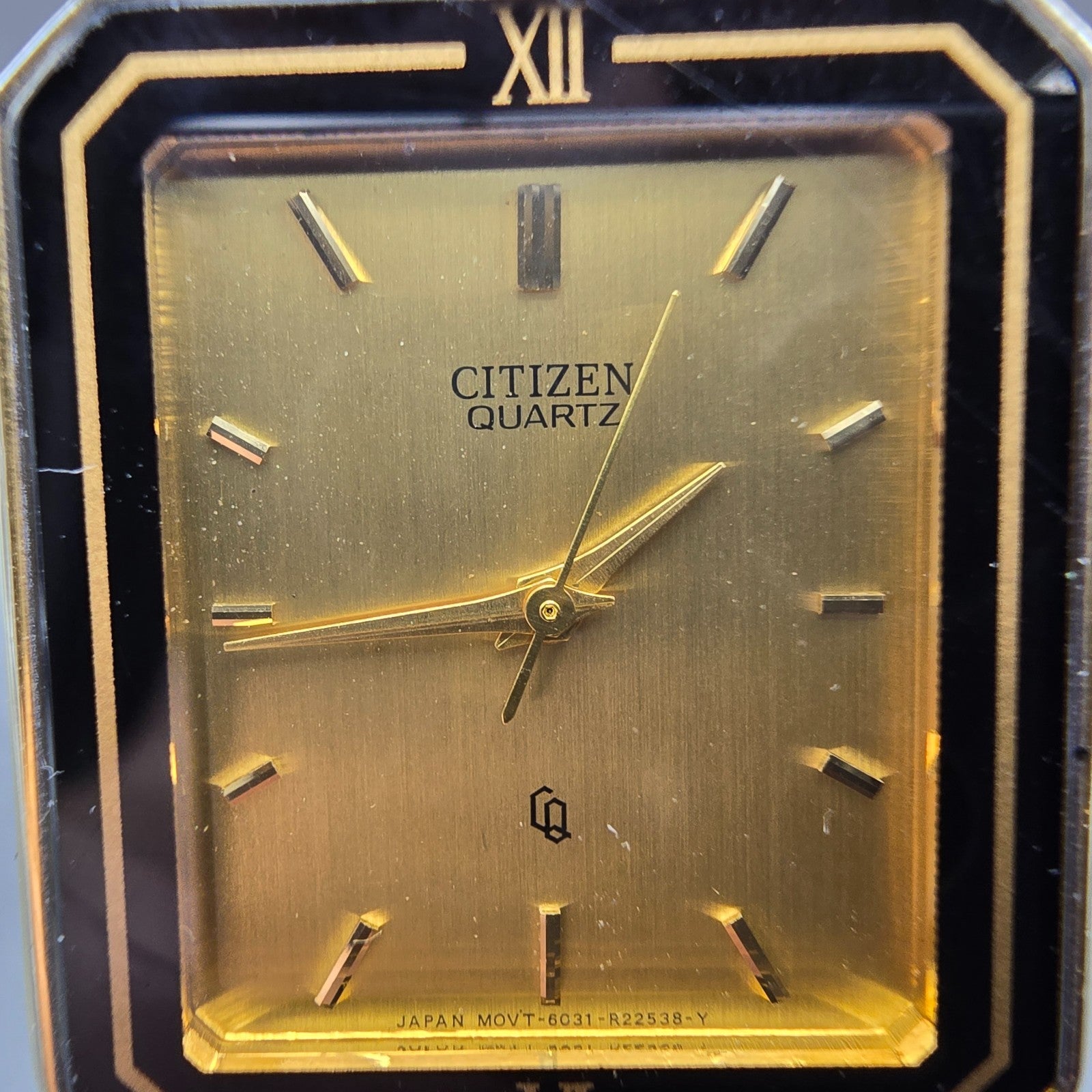 Citizen CQ Tank Watch Men 27mm Champagne Dial Gold Tone 6031-R04630 PARTS VTG2