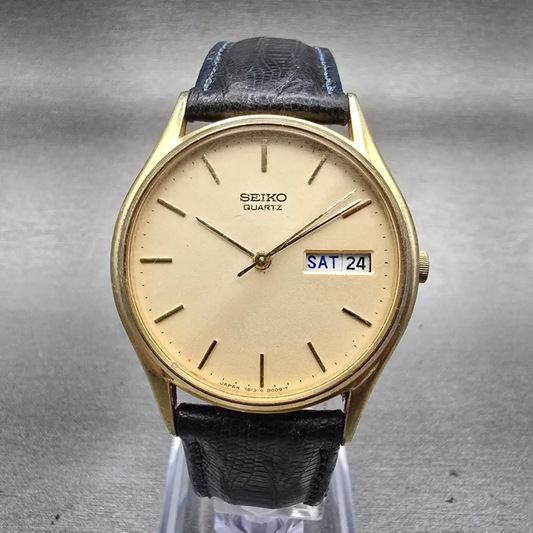 Seiko Watch Men 34mm Champagne Dial Gold Tone Daydate 7813-8019 New Battery VTG0