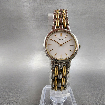 Seiko Watch Women 24mm Silver Dial Two Tone Round V7006379 New Battery6