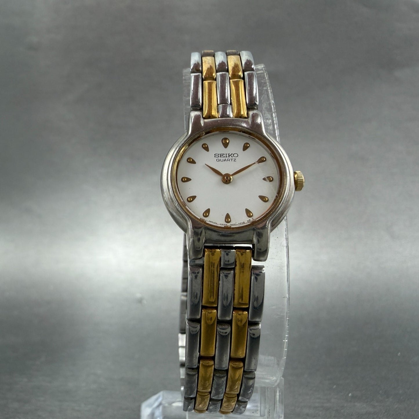 Seiko Watch Women 20mm White Dial Two Tone Round 1N00-0G60 New Battery Vintage5