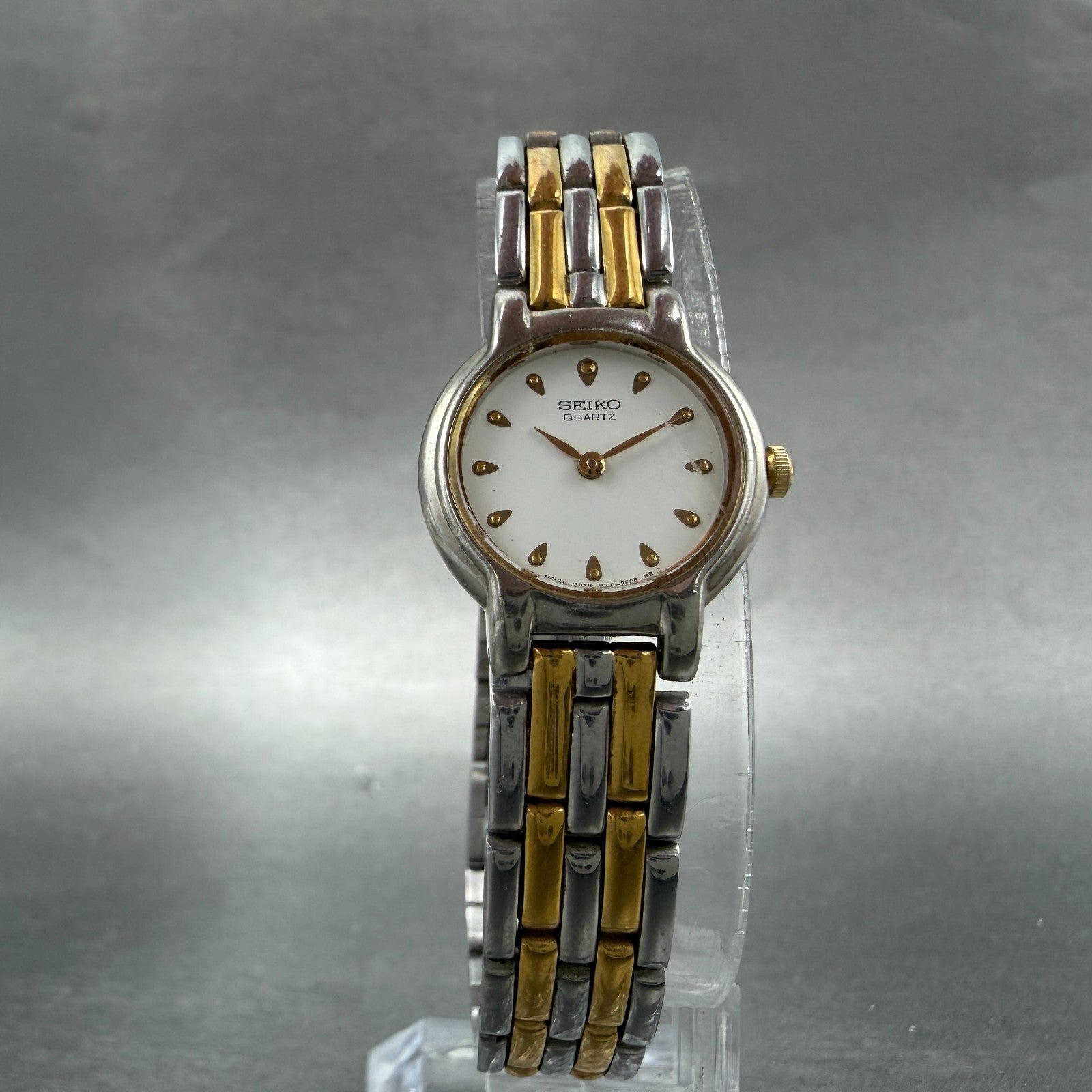 Seiko Watch Women 20mm White Dial Two Tone Round 1N00-0G60 New Battery Vintage5