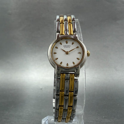 Seiko Watch Women 20mm White Dial Two Tone Round 1N00-0G60 New Battery Vintage5