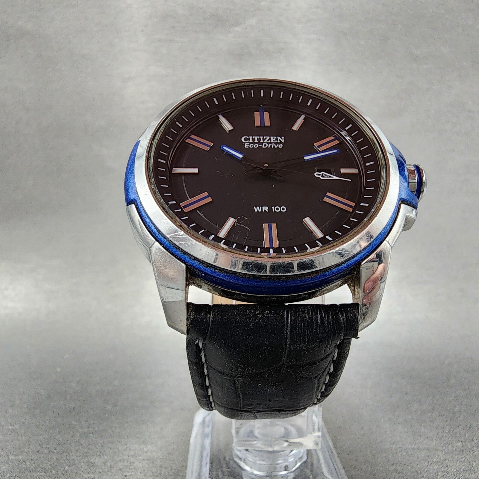 Citizen EcoDrive Weekender Watch Men 44mm Black Dial Steel Date AW115104E5