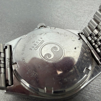 Seiko Chronos Watch Men 34mm Silver Dial Silver Tone Daydate 7433-7040 PARTS10