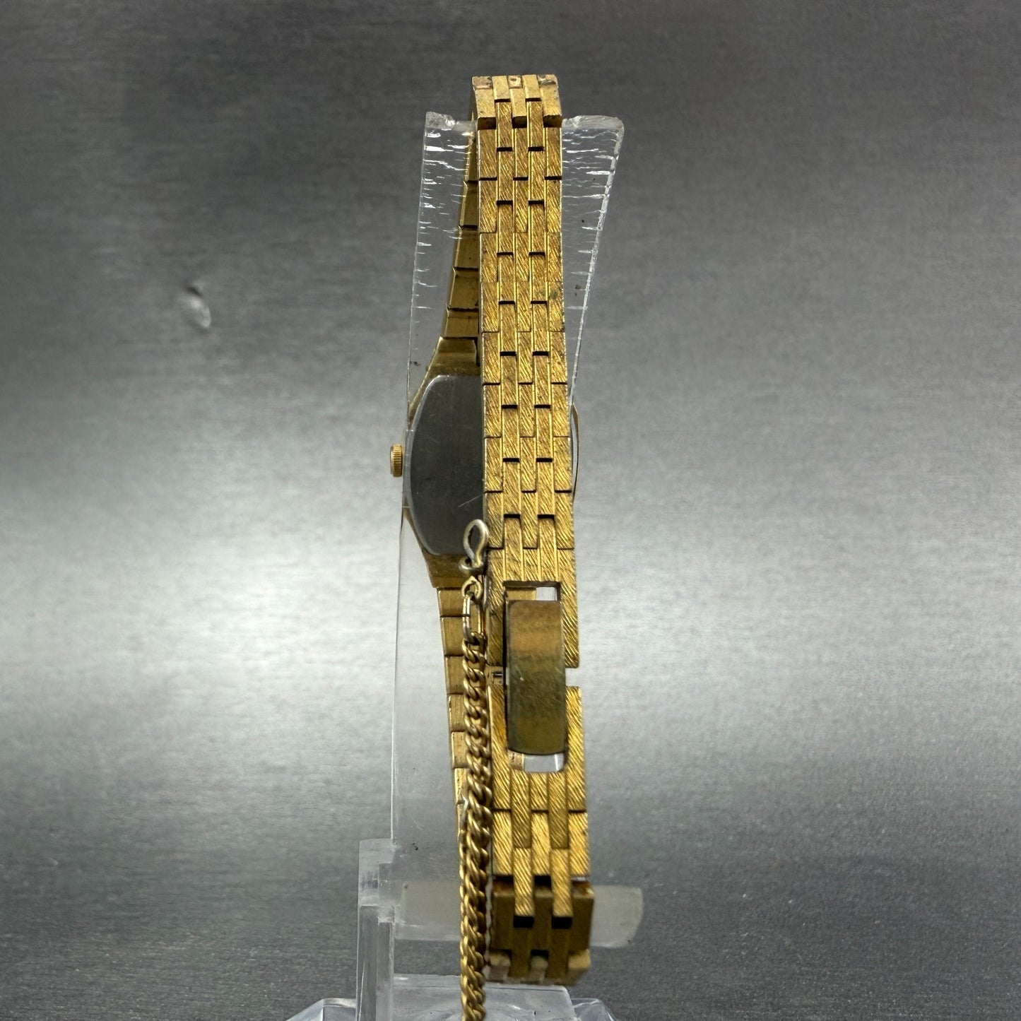 Seiko Watch Women 17mm Champagne Dial Gold Tone Rectangle 2C20-5749 New Battery27