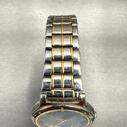 Seiko Watch Men 33mm Black Dial Two Tone Date Round V732-0090 New Battery VTG4